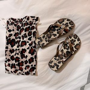 Brighton leopard printed flip flops size 8, never worn